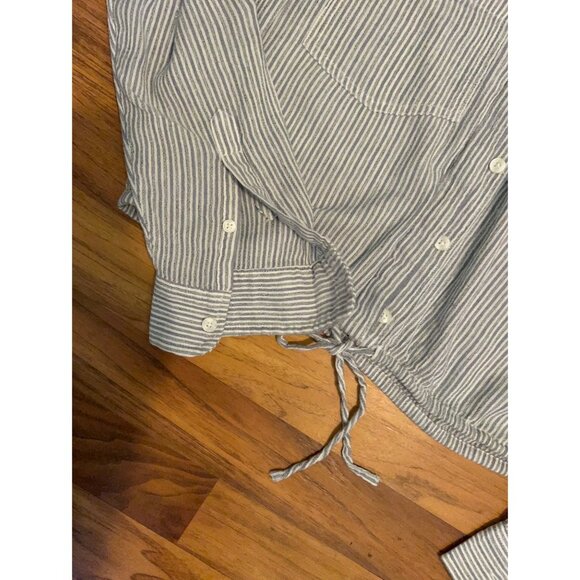 Abercrombie & Fitch XS VISCOSE BLEND Button Down Shirt Blue White Striped Collar - Picture 11 of 11